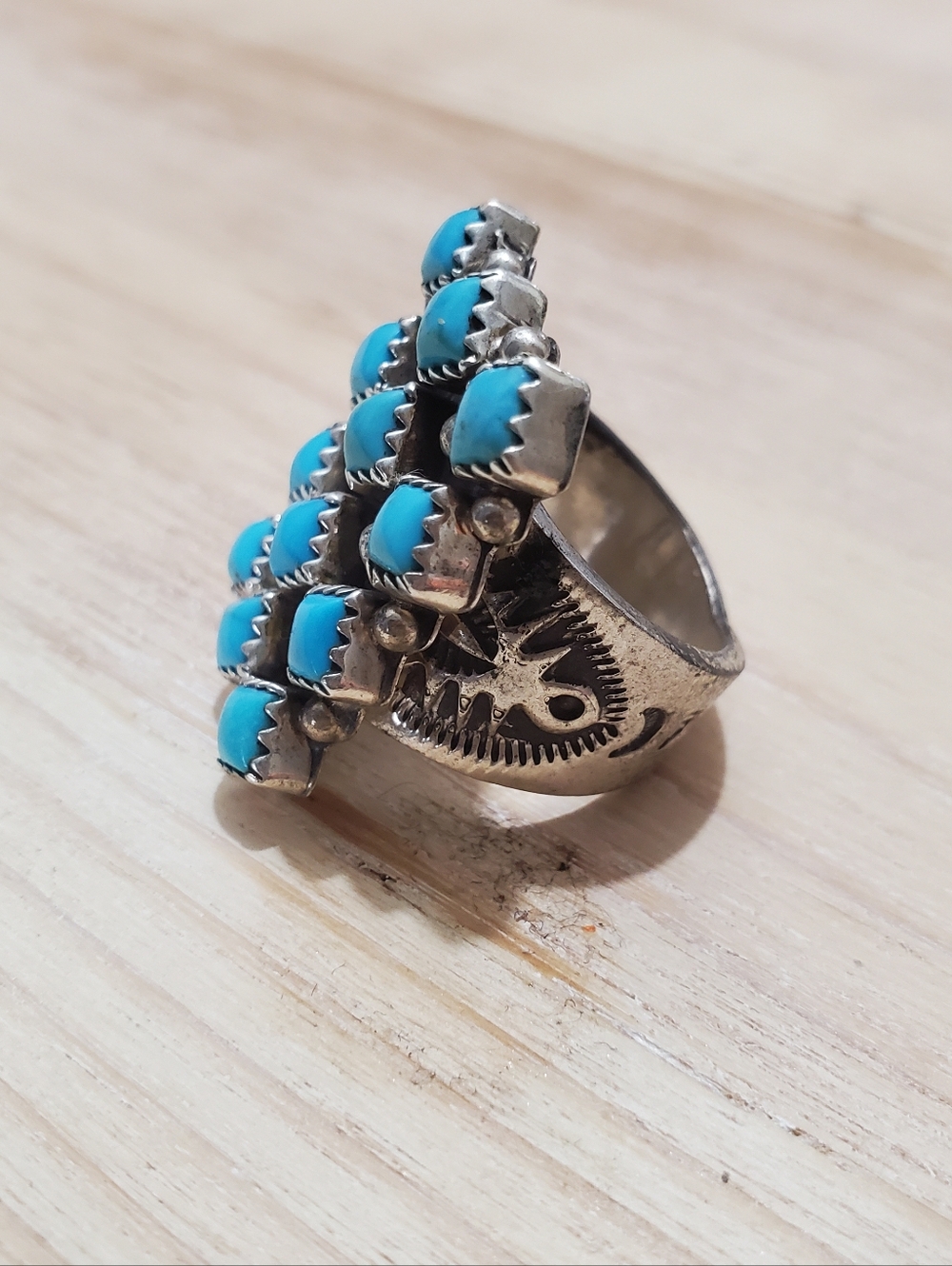 Needlepoint Turquoise Set - Navajo Made - Picture 12 of 13